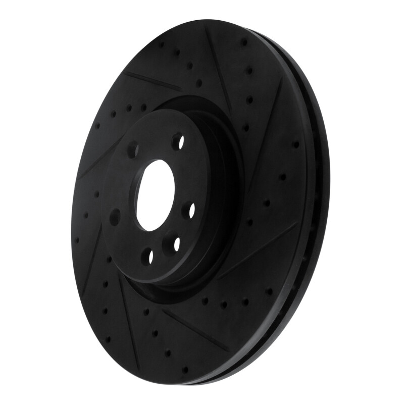 Volvo XC60 Brake Rotor (1) - Front Right - R1 Concepts - Drilled & Slotted - Black - `16-`17